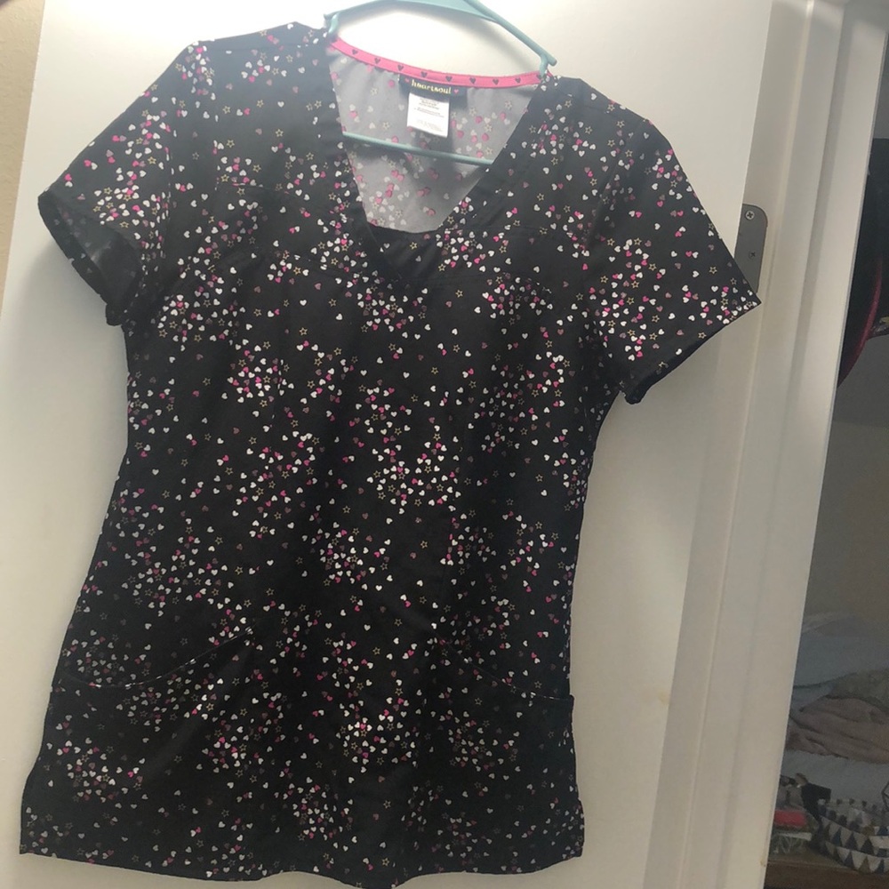 Heartsoul scrub top black hearts